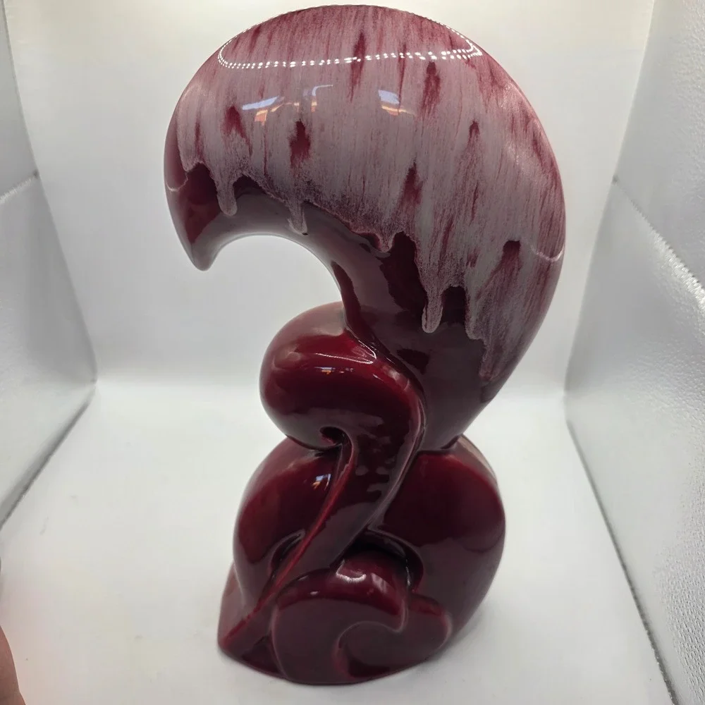 Vintage Royal Haeger 933 USA Oxblood Burgundy White Drip Glaze MCM Art Pottery